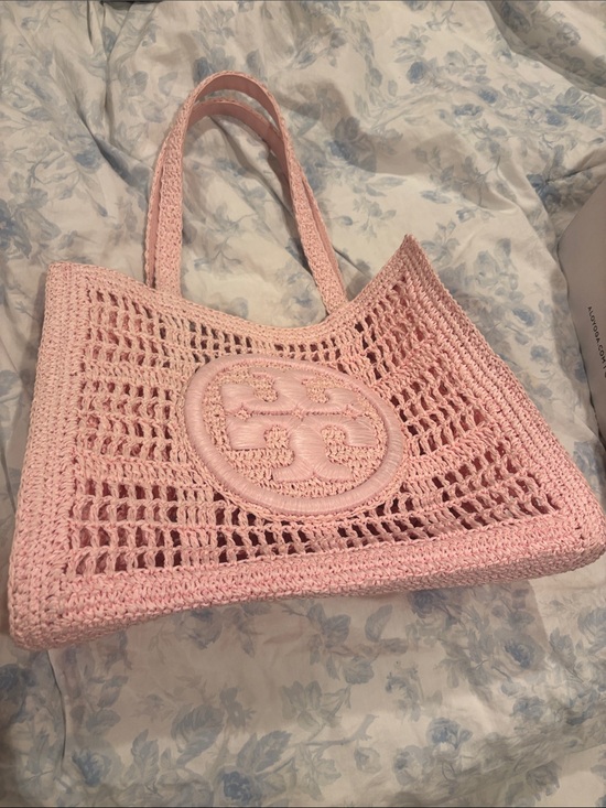 Tory Burch Handbags - Tory Burch Pale Pink Crochet Tote